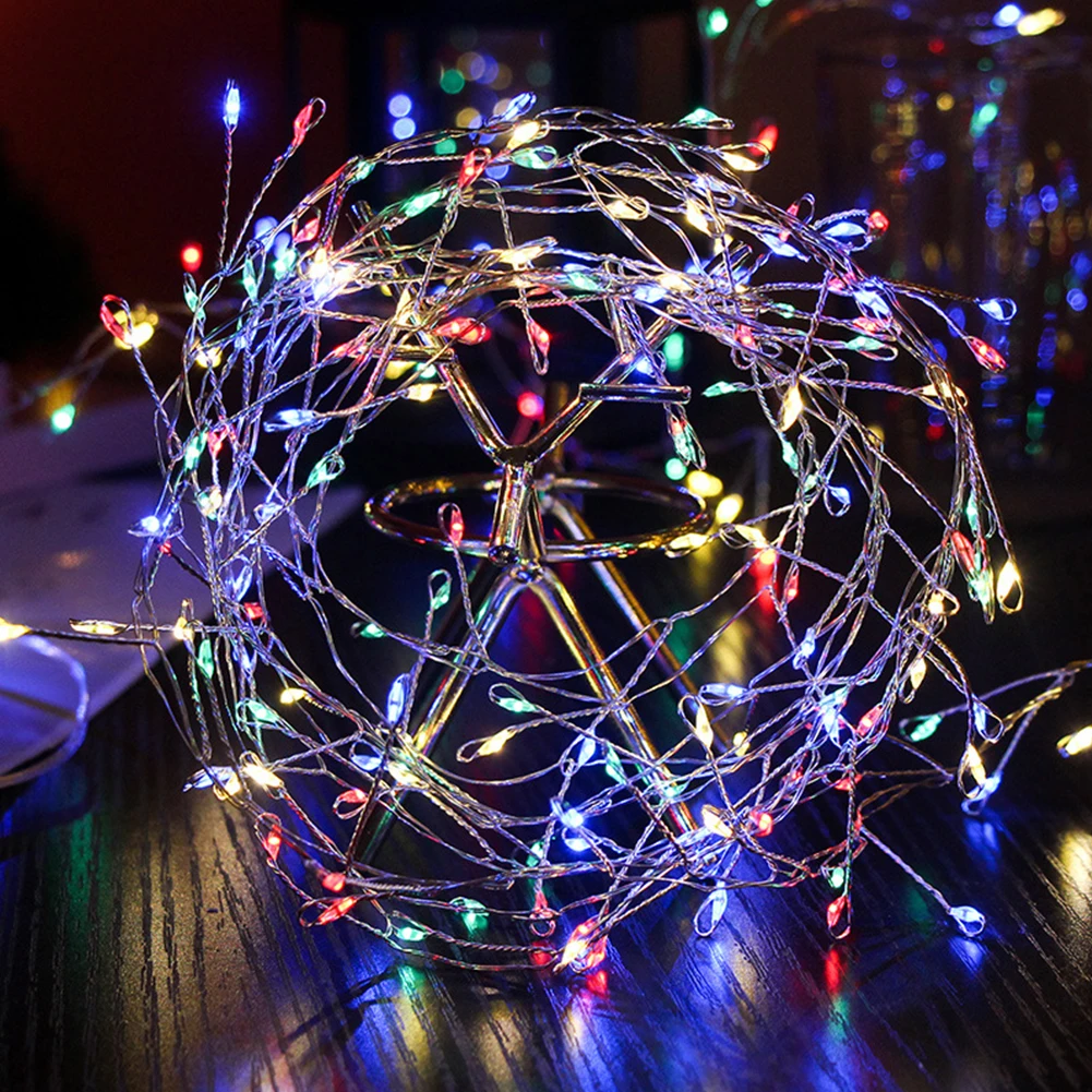 

Cluster String Lights 5M 200LED Branch Tree Outdoor Silver Wire Fairy Lights for Cafe Bar Wedding Party Xmas Home Decorations