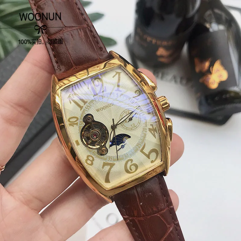 Модные мужские часы Роскошные Tourbillon Мужские автоматические механические