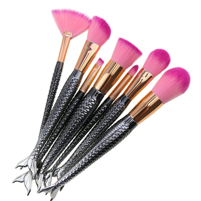 

7 high-quality fishtail Makeup Brushes beauty tools soft hair Makeup Brush set portable plastic Eye Shadow Brush