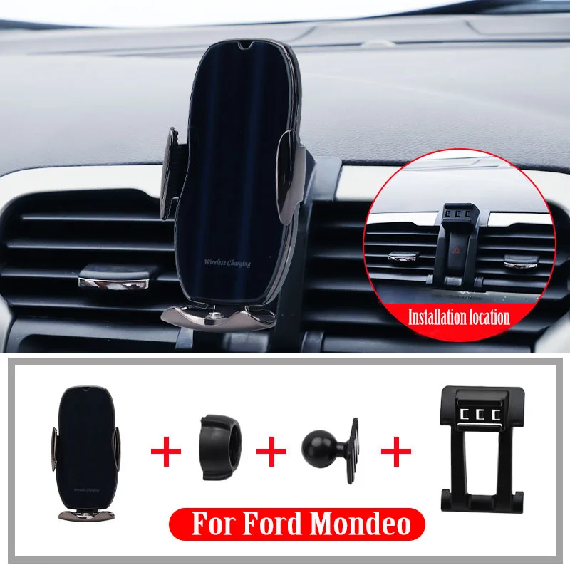 

Auto Car Air Vent Holder Stand for Mobile Phone GPS For Ford Mondeo 2018 2019 2020 Smart Wireless Charger