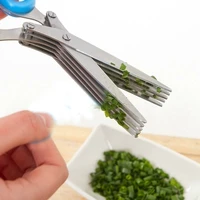 multifunctional muti layers stainless steel knives multi layers kitchen scissors scallion cutter herb laver spices cook tool cut