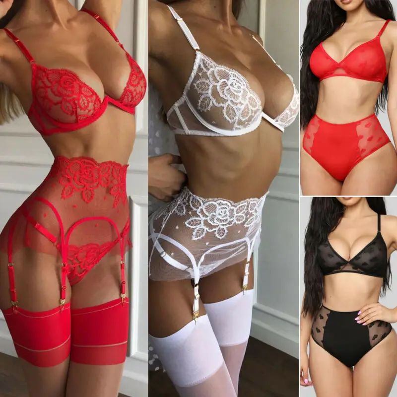 Сексуальное женское нижнее белье цветочный кружевной бюстгальтер пуш ап стринги