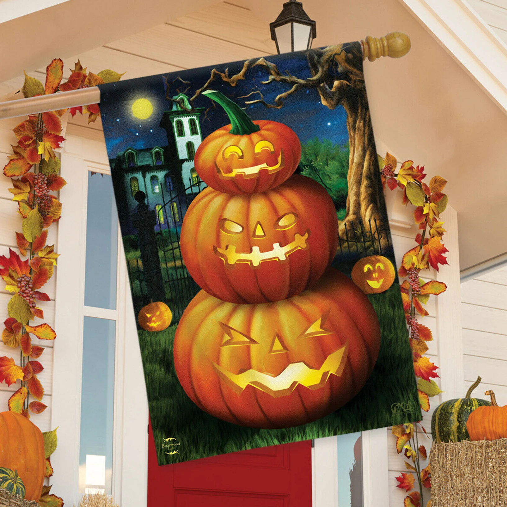 

28x40 inch flag cascading pumpkin banner