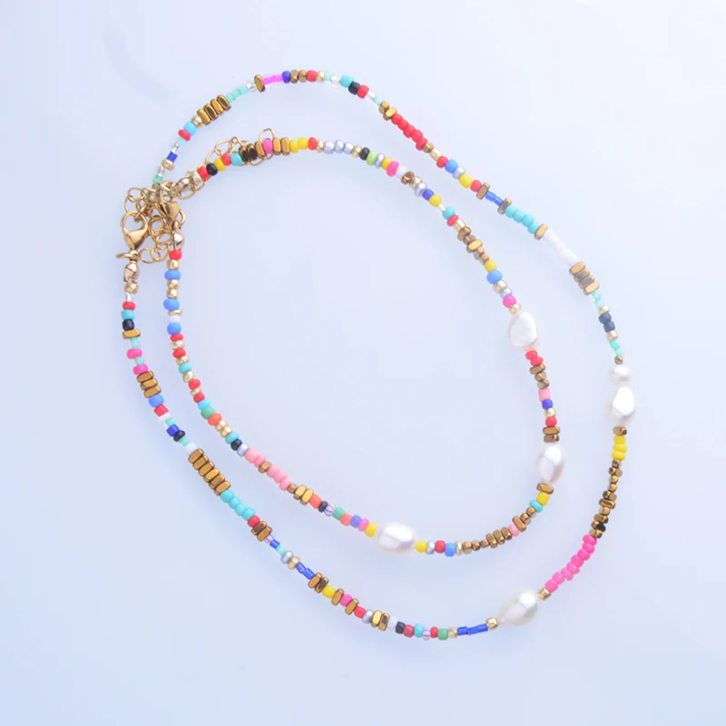 Boho богемные Индивидуальные персонализированные DIY буквы начальные бусы с алфавитом ожерелье для женщин натуральный пресноводный жемчуг ожерелье ювелирные изделия
