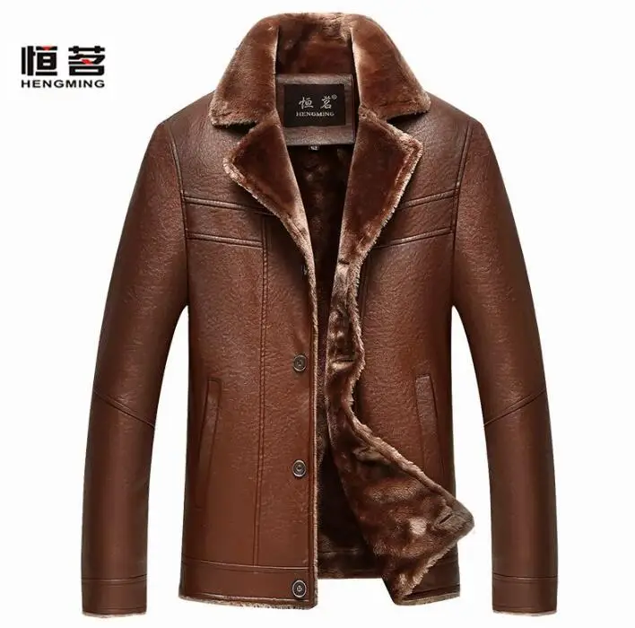 Black brown mens leather jacket autumn winter suits collar motorcycle faux leather coat men jackets middle-aged pu clothes