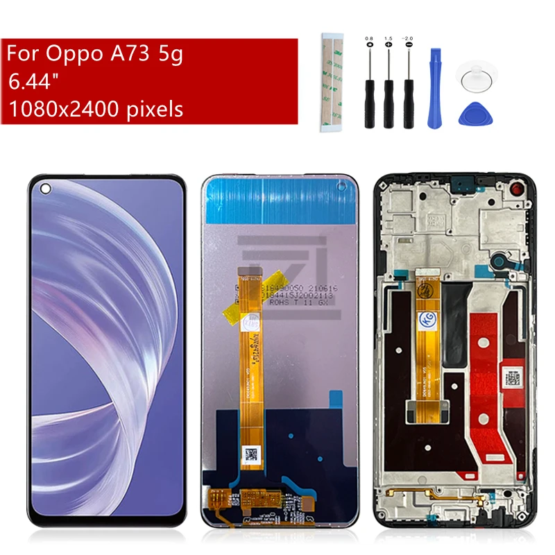 

For OPPO A73 5g Display touch screen digitizer assembly with frame lcd panel CPH2161 screen replacement repair parts 6.5"