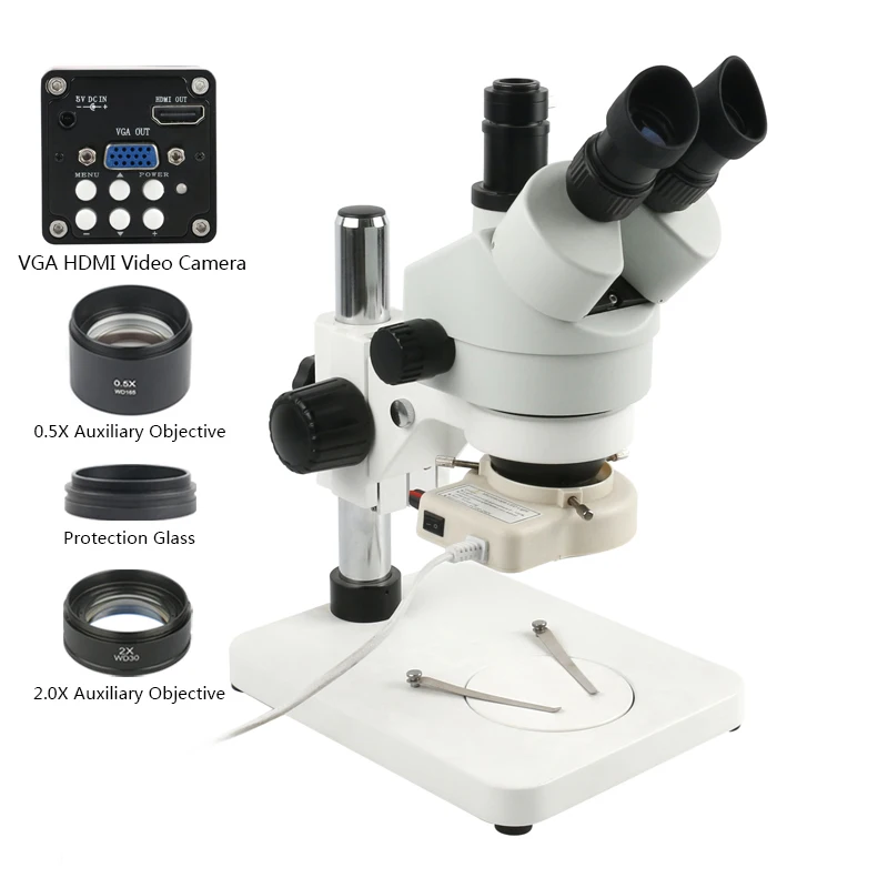 Тринокулярный стереомикроскоп с мультифокусным расстоянием 3 5x 90X + промышленная