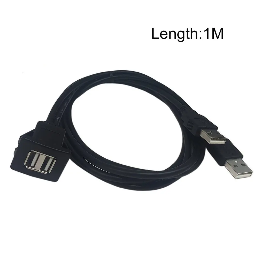 

USB 2.0 Flush Mount Cable 1M/2M Double/Single USB Port Extension Flush Dashboard Panel Mount Cable For Car Boat Motorcycle