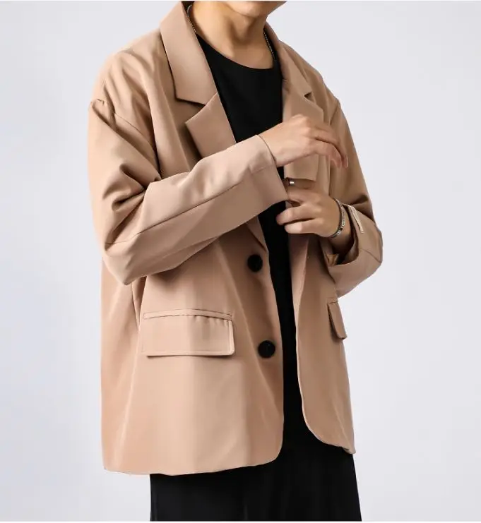 Новинка 2019 корейский мужской блейзер черный негабаритный Блейзер Yuppie стиль