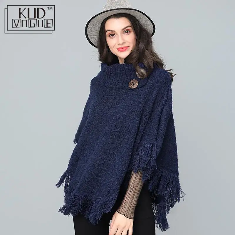 Женский свитер зимнее вязаное кашемировое пончо накидки шаль пальто женская
