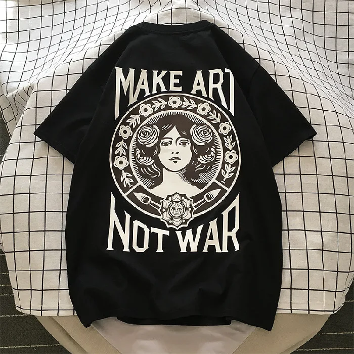 

Printed Letters On The Back Short-sleeved T-shirt Men And Women Summer Ins Loose Student Couple Half-sleeved Mid-length