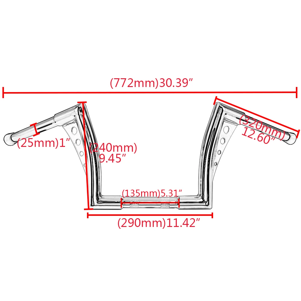

1" Vintage 10" Handlebar For Harley Dyna FLHT FXST Softail FLSTF Sportster XL Touring Glides Motorbikes Hand Control Parts