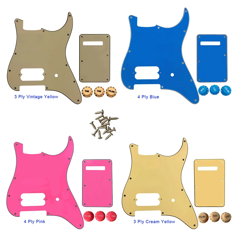 

Pleroo Parts - For FD US 72' 11 Screw Hole Standard Strat Player Humbucker H Guitar Pickguard & Back Plate & Control Knob