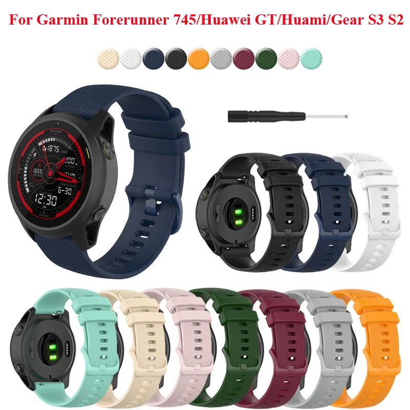 

20 22MM Quick Release Silicone Watch Band Strap For Garmin Forerunner 745 Smart Watch Wrist Band Strap For Huawei /Samsung Watch