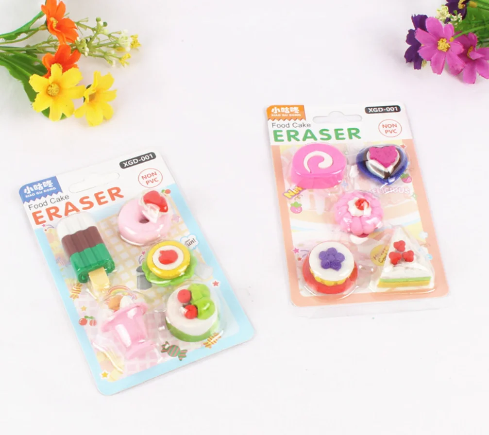 5 шт. милый каваи десерт еда торт пончик мороженое печенье карандаш ластики набор