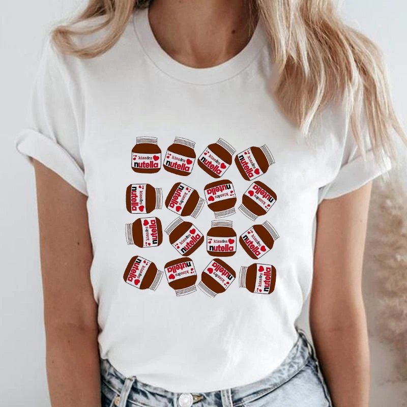 Футболки женские с графическим принтом Nutella Kawaii летняя женская футболка модные
