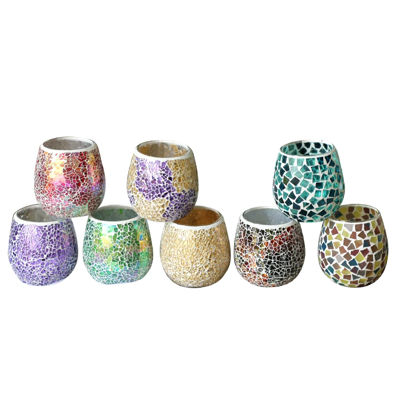 

European Mosaic Glass Candle Holder Creative American Bar Western Restaurant Table Romantic Decoration Gift