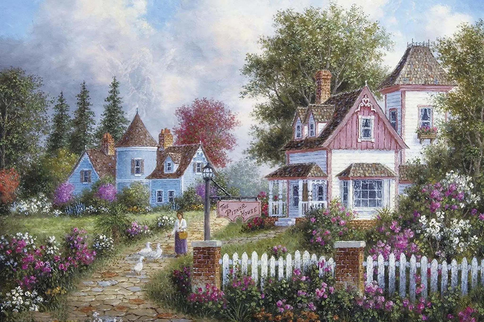 

JMINE Div 5D House Country Garden tree Full Diamond Painting cross stitch kits art High Quality Scenic 3D paint by diamonds