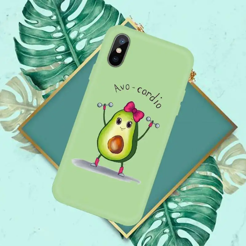 

Avocado cartoon cute food Phone Case Candy Color for iPhone 6 7 8 11 12 s mini pro X XS XR MAX Plus