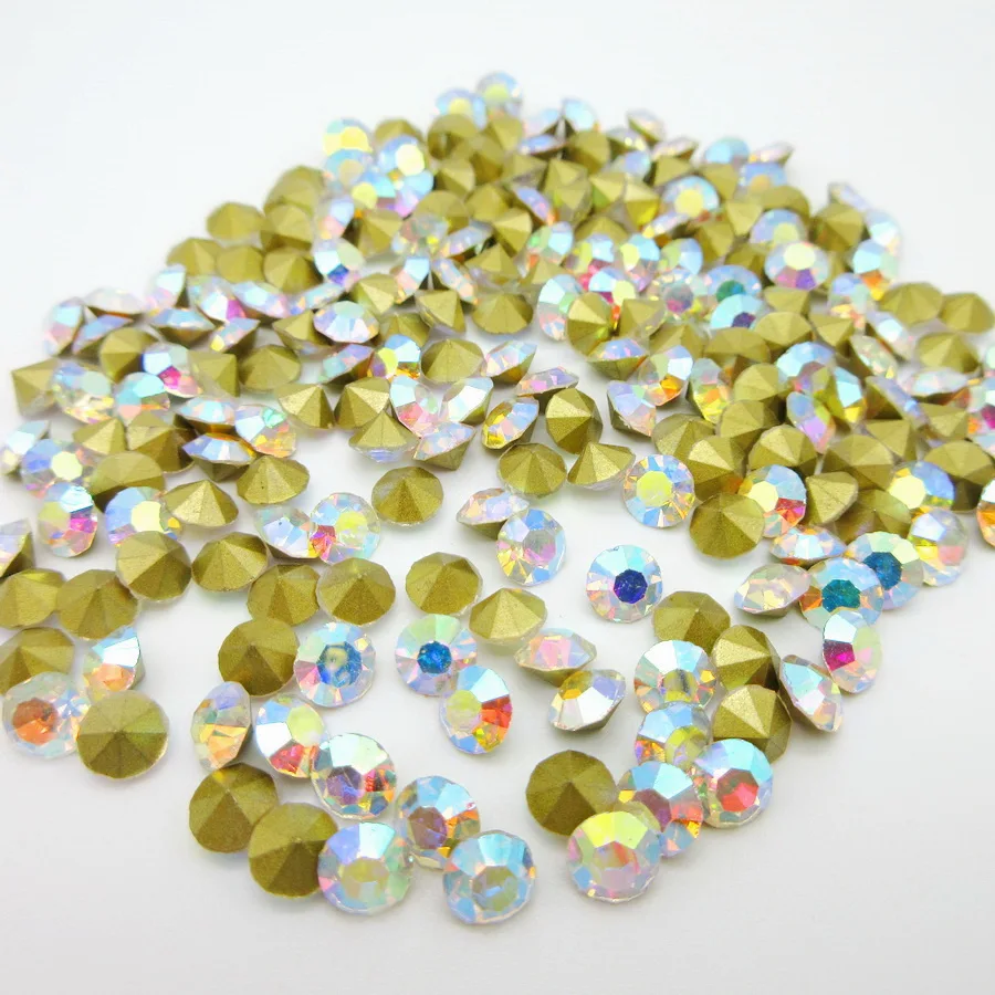 Высококачественные стеклянные стразы клеевые бусины AB круглой формы цветные для
