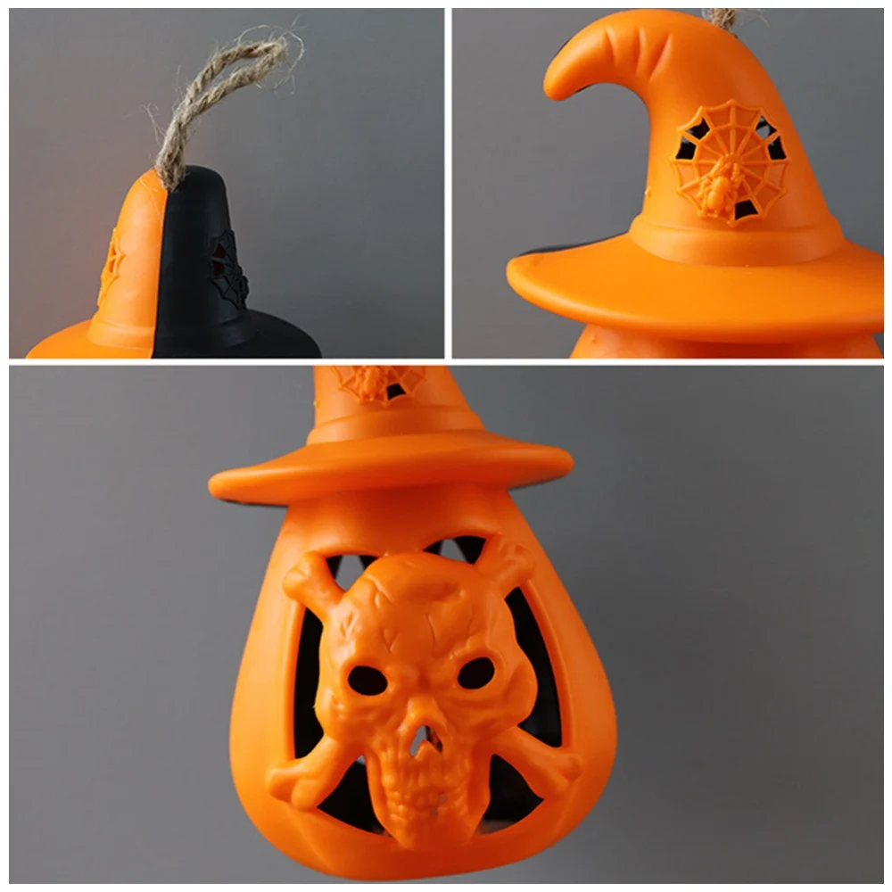 

4/12PCS Halloween Portable Led Pumpkin And Skull Lanterns Hanging Lamp Lights Bedroom Bar Porch Bright Colors