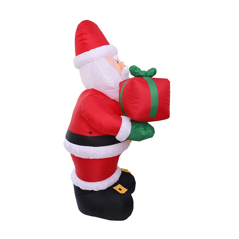 

Promotion! 4.4 Ft Christmas Inflatables Santa Claus Holding Gift Box with LED Lights Christmas Outdoor Yard Decoration
