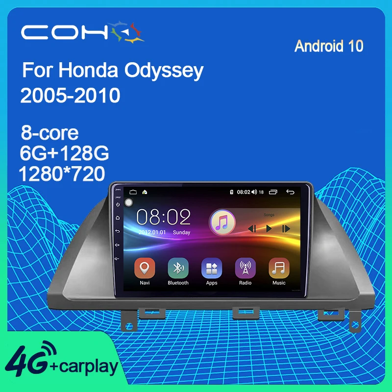 COHO For Honda Odyssey 2005-2010 Android 10.0 4G Car Radio Player Navigation GPS Octa Core 6GB+128GB Radio Multimedia