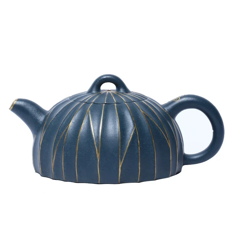 

Yixing Dark-red Enameled Pottery Teapot Famous Manual Tendon Pattern Half A Month Raw Ore Azure Mud Kung Fu Tea Have Gift