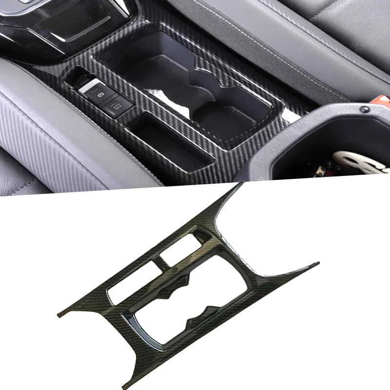 

For Volkswagen Vw T-ROC T ROC TROC 2017 2018 2019 ABS Carbon Fiber Interior Car Central Console Water Cup Cover Frame Panel Trim