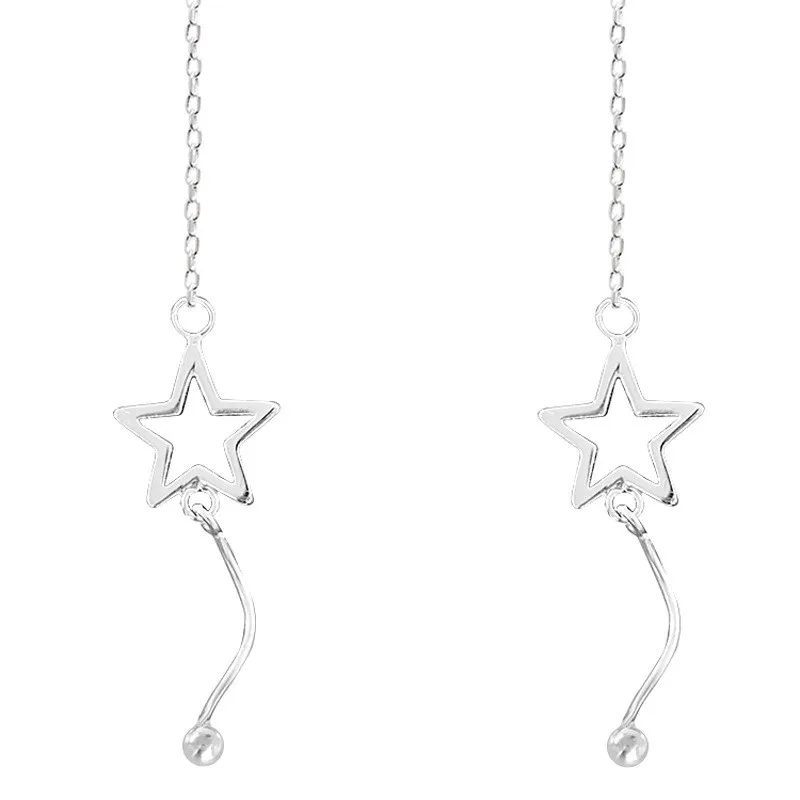 Серьги-подвески женские из серебра 925 пробы с полыми звездами | Украшения и