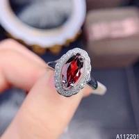 fine jewelry 925 sterling silver inlaid with natural gemstone luxury exquisite fresh ladys ol style garnet ring support detecti