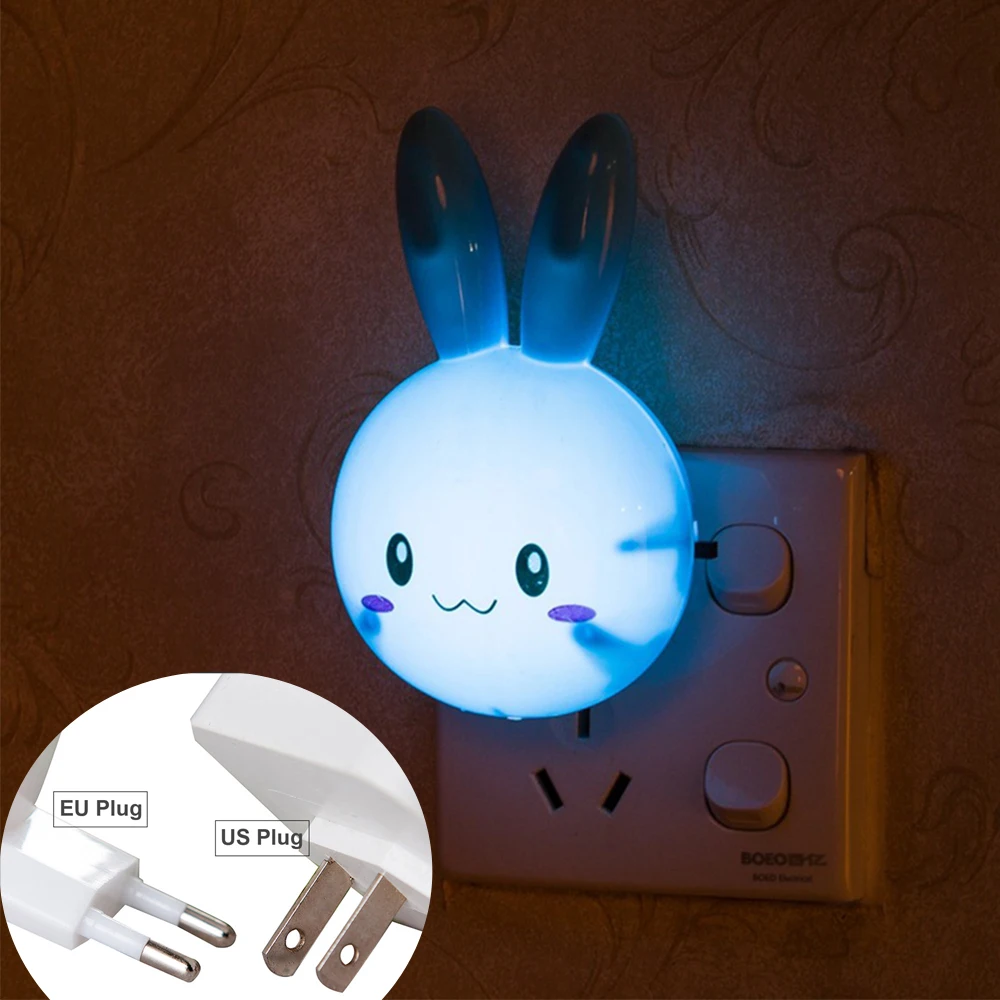 Кролик настенный Ночной светильник с вилкой США мультяшный светодиодный ночник