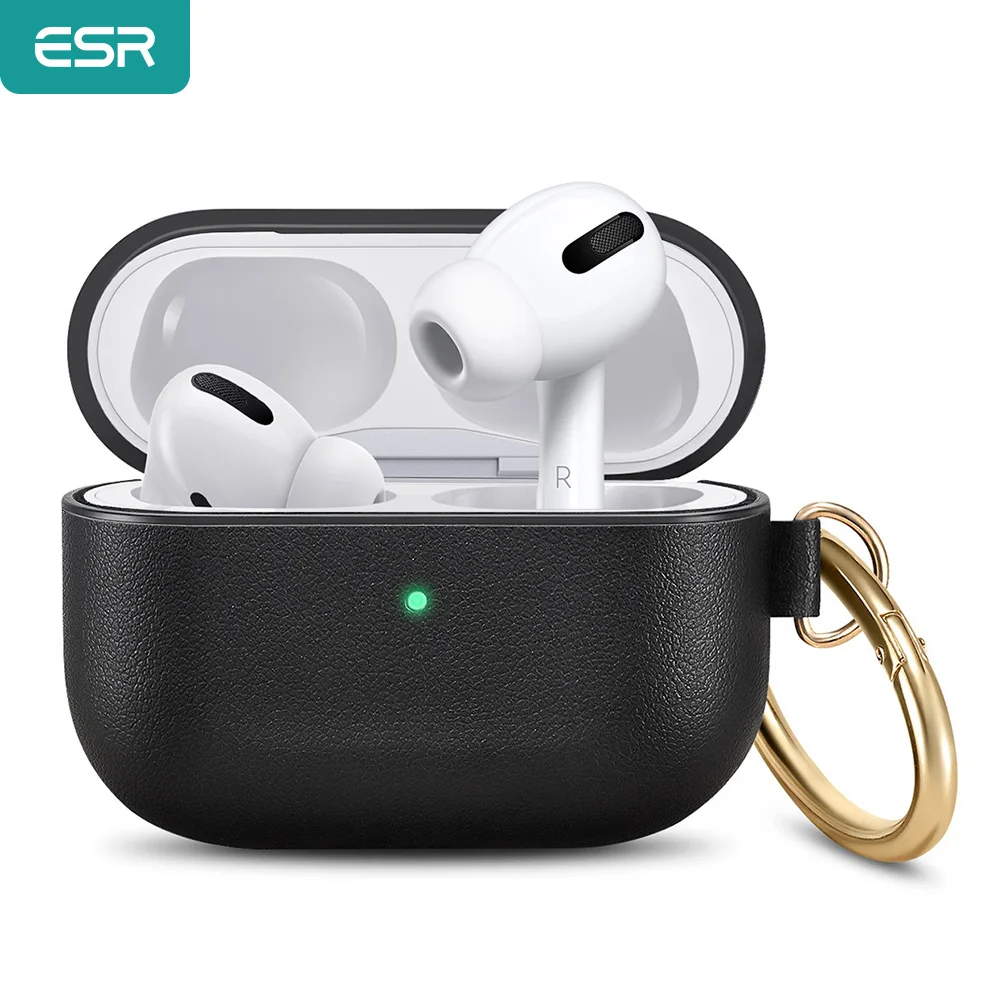 

Чехол для наушников ESR для Apple, кожаный мягкий чехол для наушников с крючком, противоударный чехол для EarPods Pro Роскошная гарнитура, чехол