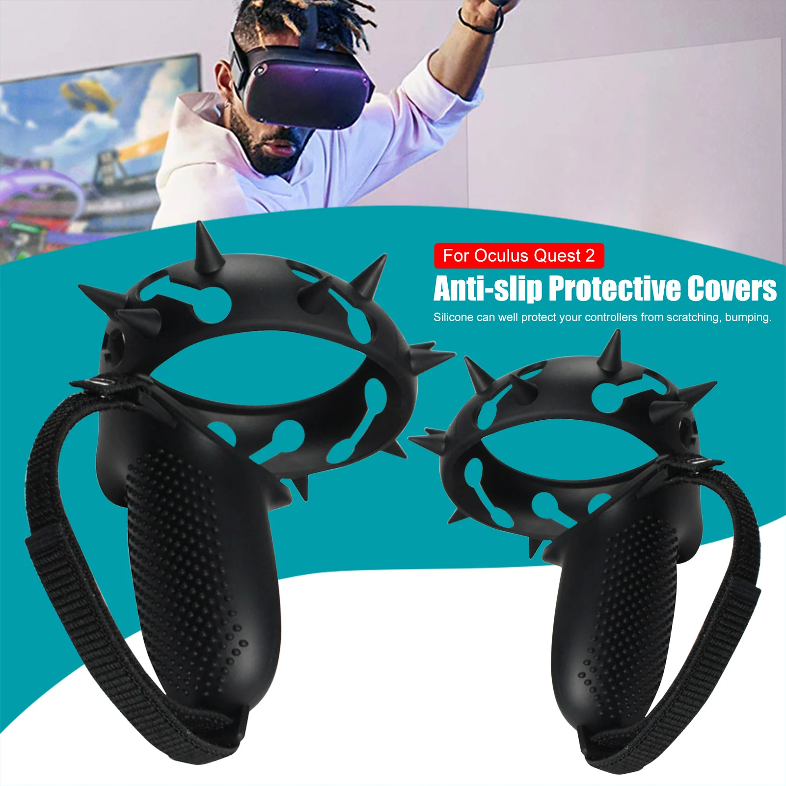

Controller Protective Cover For Oculus Quest 2 VR Touch Controller Cover With Knuckle Strap Handle Grip For Quest 2 VR Accessori