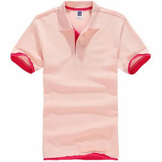 De talla grande XS-3XL nueva camisa de Polo de los hombres de algodn de manga corta Camiseta marcas camisetas Mens camisa Polo - Цвет: pink