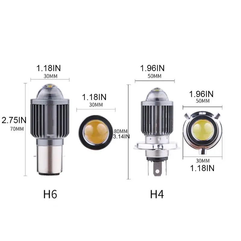 

Motorcycle Electric Car Scooter LED Bicolor Fisheye Headlights Conversion Bulb H4 to High Low Beam Light