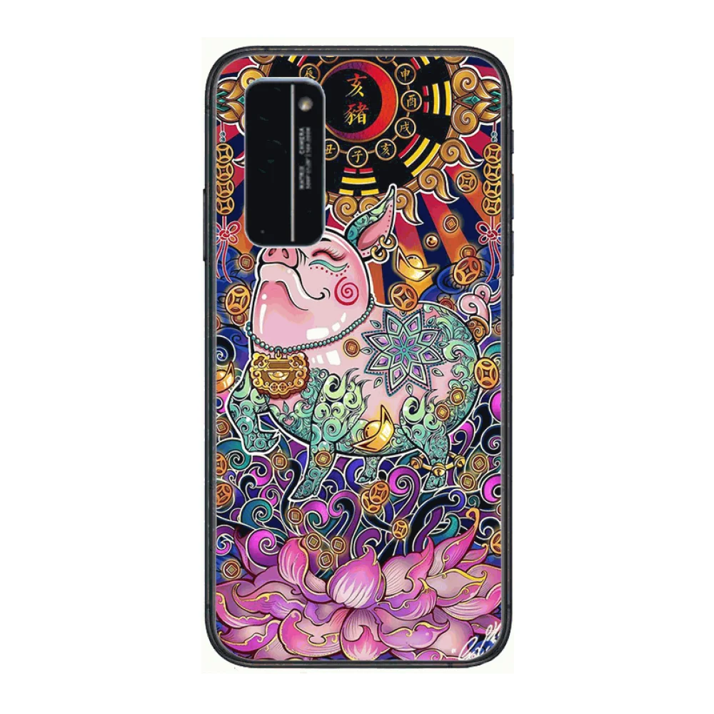 

Twelve Chinese Zodiac Phone Case Hull For Huawei Honor 8 9 10 20 30 A S Lite Pro 5g i Black Back Soft Cell Cover Pretty