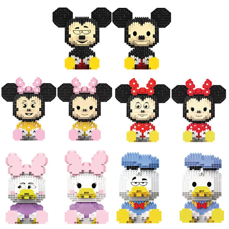 

Disney Cartoon Series Building Blocks Mickey Minnie Duck Action Figures Assembling Diy Model Creative Educational Children Toys