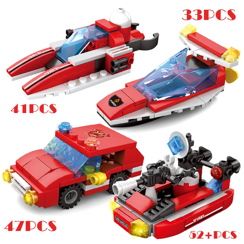 8 в 1 пожарная станция вертолетные грузовики корабельные лодки строительные