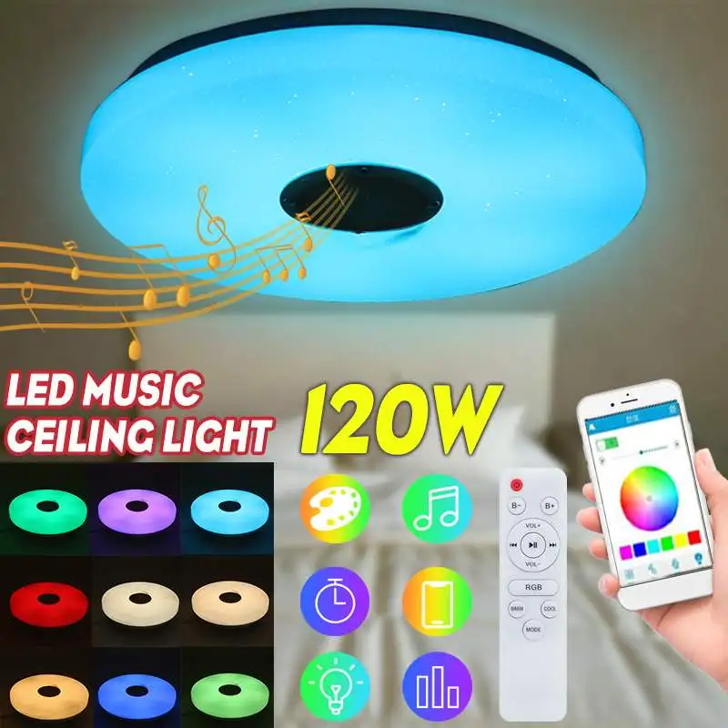 

120W Led Ceiling Light With Remote Control bluetooth Speaker Modern App Dimmable RGB Music Ceiling Lights for Bedroom Livingroom