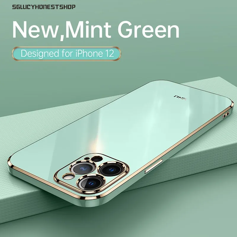 Противоударный чехол 6D с квадратным покрытием для iPhone 13 12 11 Pro Max Mini XR X XS MAX 6 7 8 Plus SE