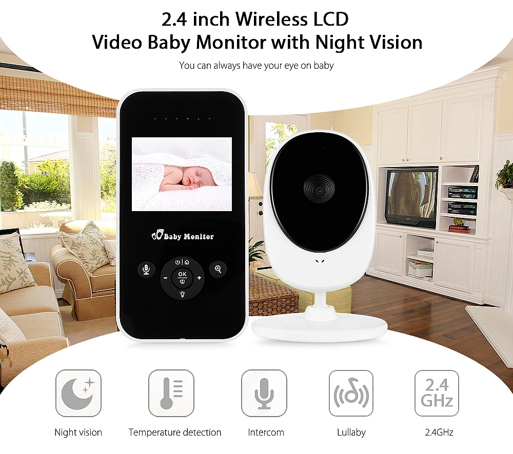2 4 дюйма беспроводной инфракрасный ночной видео Детский Монитор разрешение