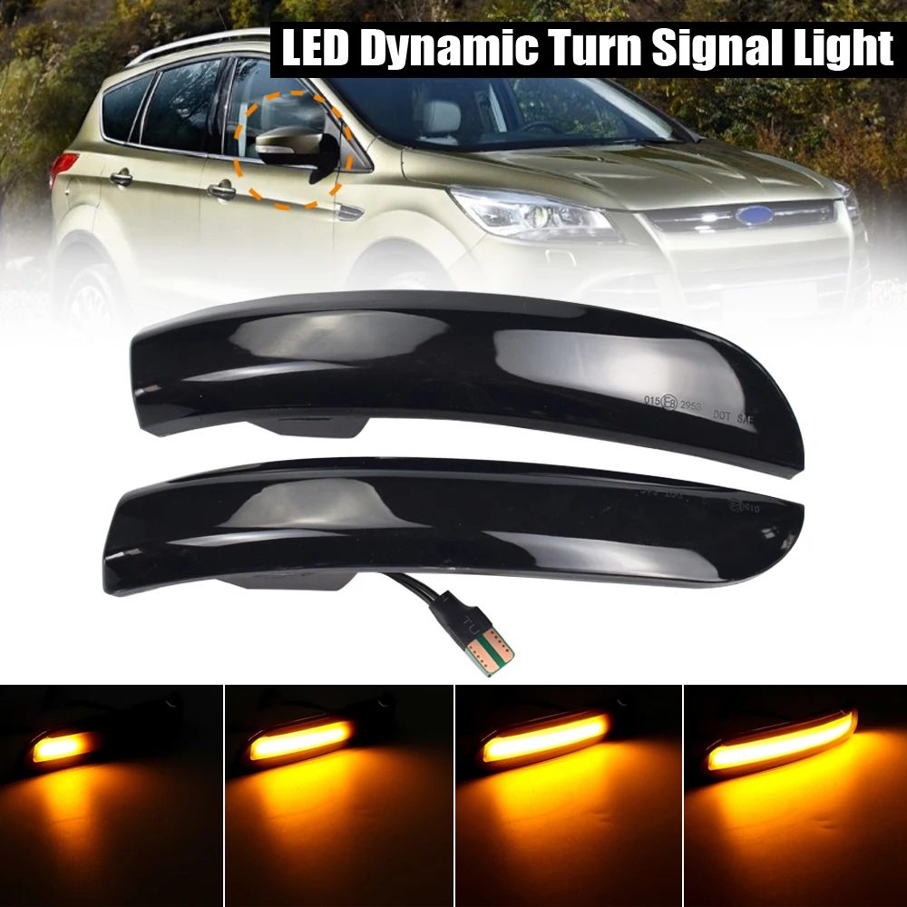 

2pcs LED Dynamic Turn Signal Light Side Mirror Indicator Sequential Blinker Lamp For Ford Kuga II Escape 2013-2018 led lights