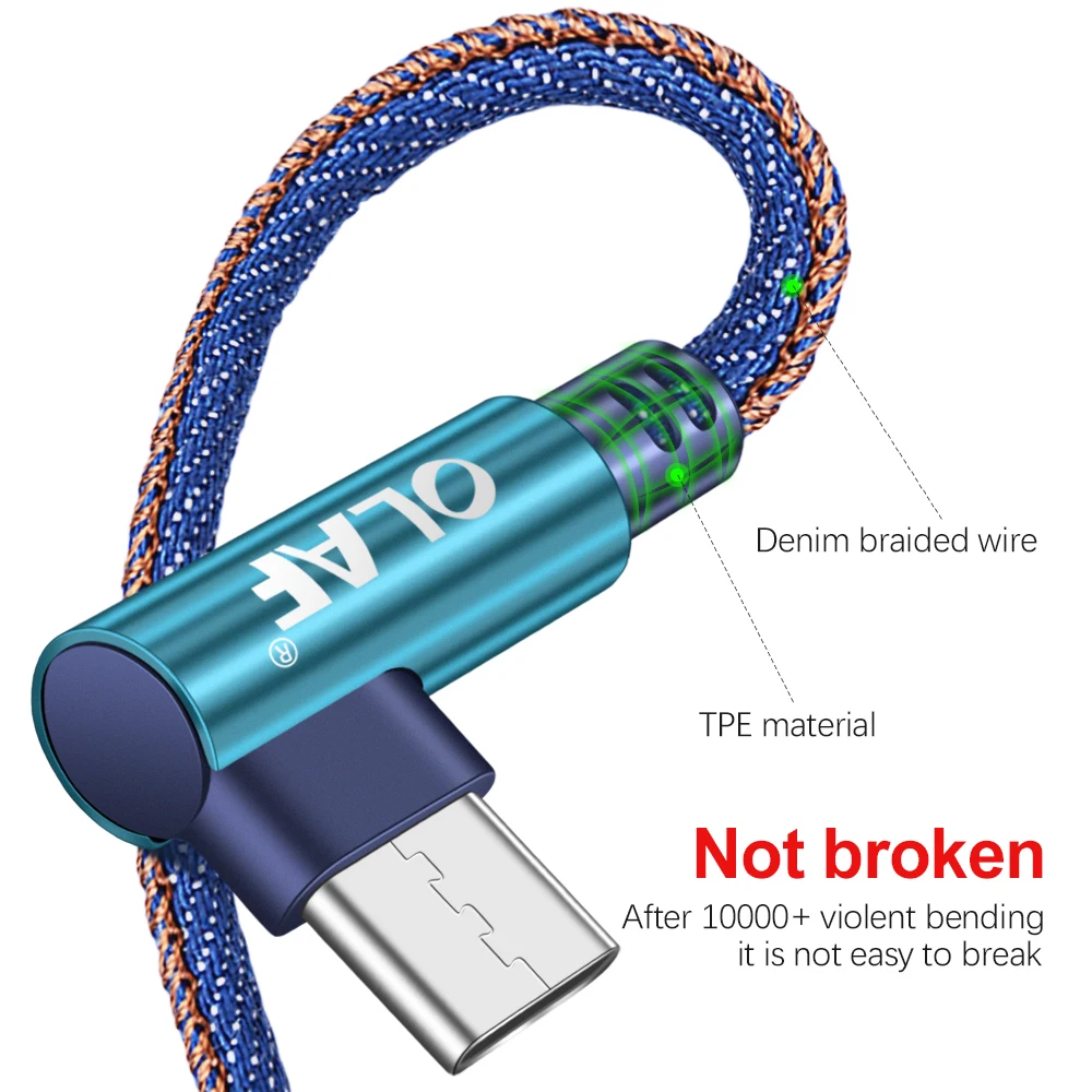 Кабель USB Type-C 90 градусов для быстрой зарядки кабель Micro Redmi Note 8 Pro Samsung S10 S9 передачи