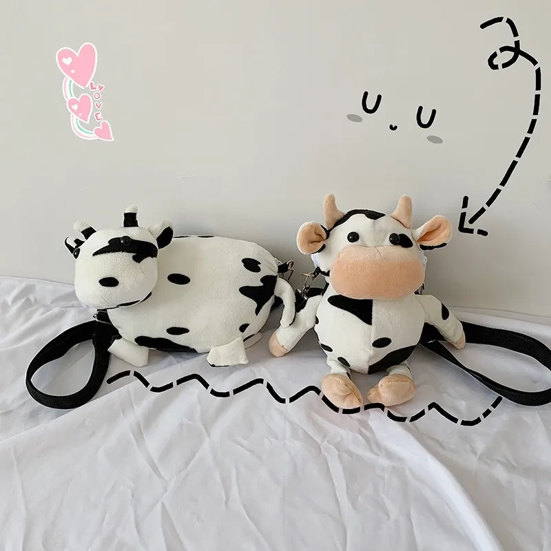 

Мягкий плюшевый рюкзак из коровьей кожи, сумка-мессенджер, женская сумка, милая маленькая свежая кукла, сумка на плечо, сумка через плечо