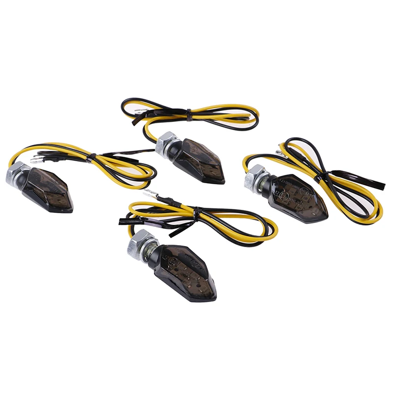 

4pcs Mini Motorcycle Smoke Lens Turn Signal Indicator DIY Biking Lamps Light 5LED Blinker Amber Motorbike Custom