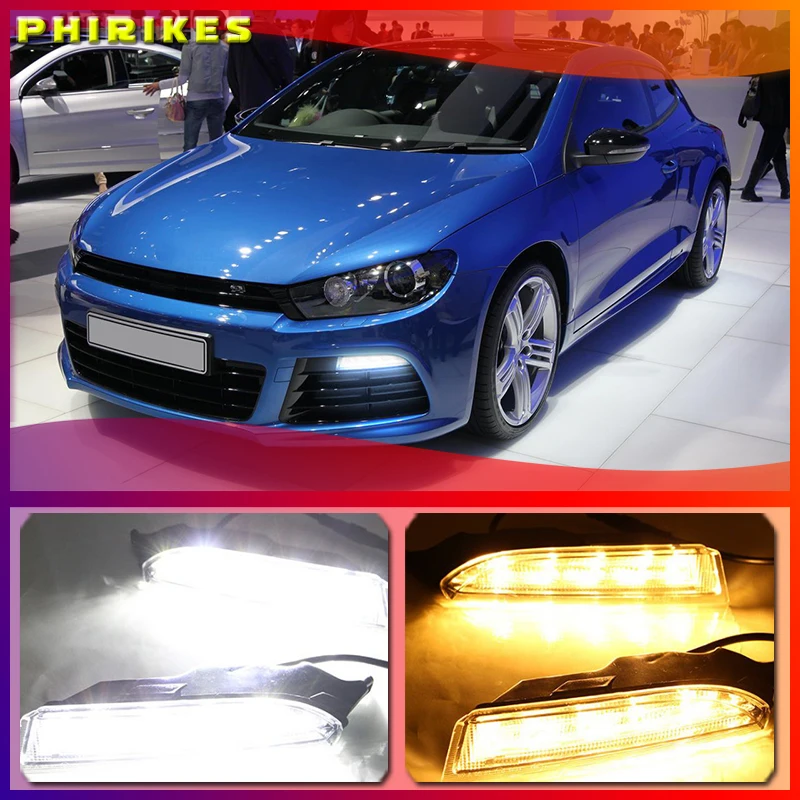 

Дневные ходовые светильник, 12 В, 1 комплект, светодиодный Volkswagen VW Scirocco R 2010-2014, DRL, противотуманные фары