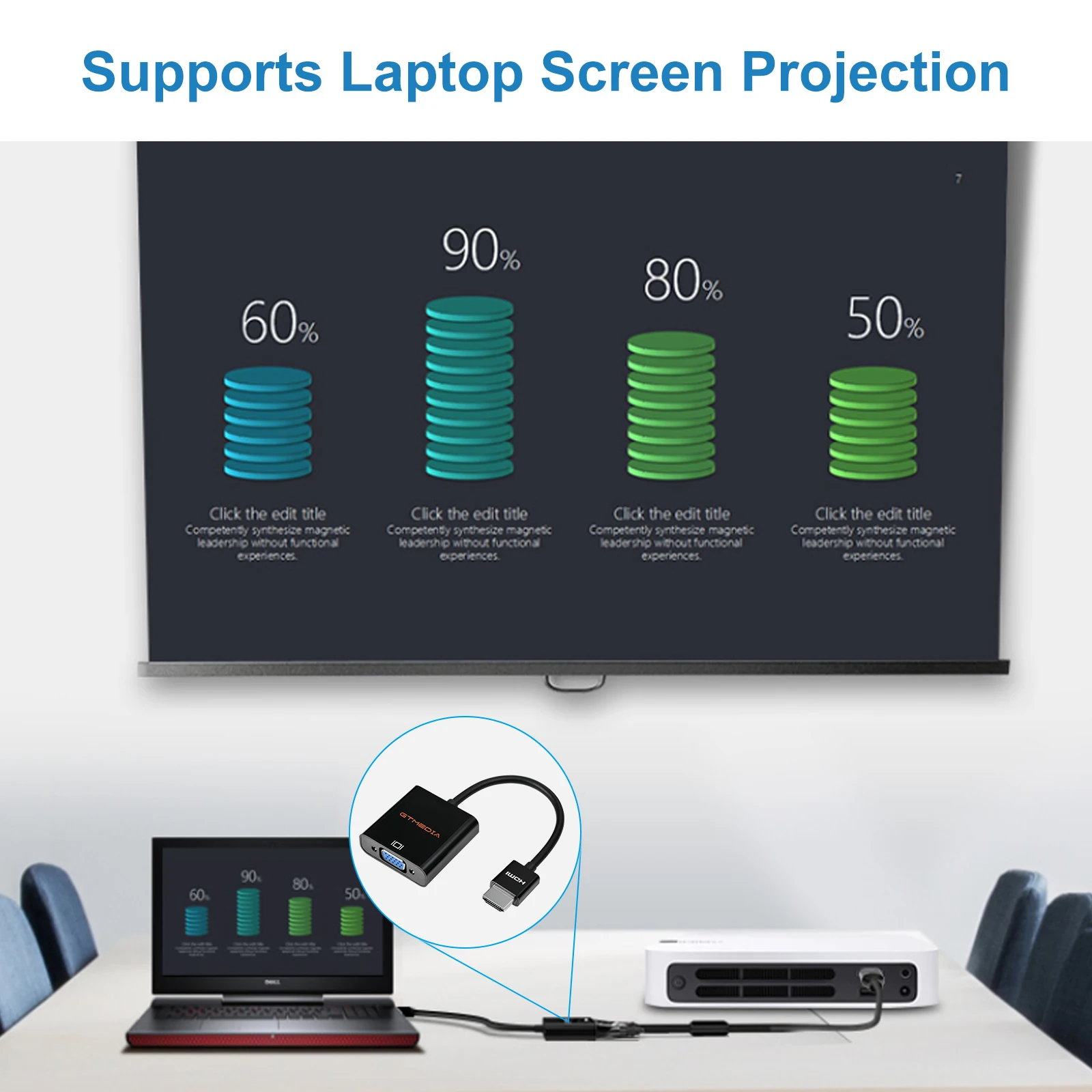 Кабель HDMI GTMEDIA совместимый адаптер преобразователь цифрового видео в VGA с аудио