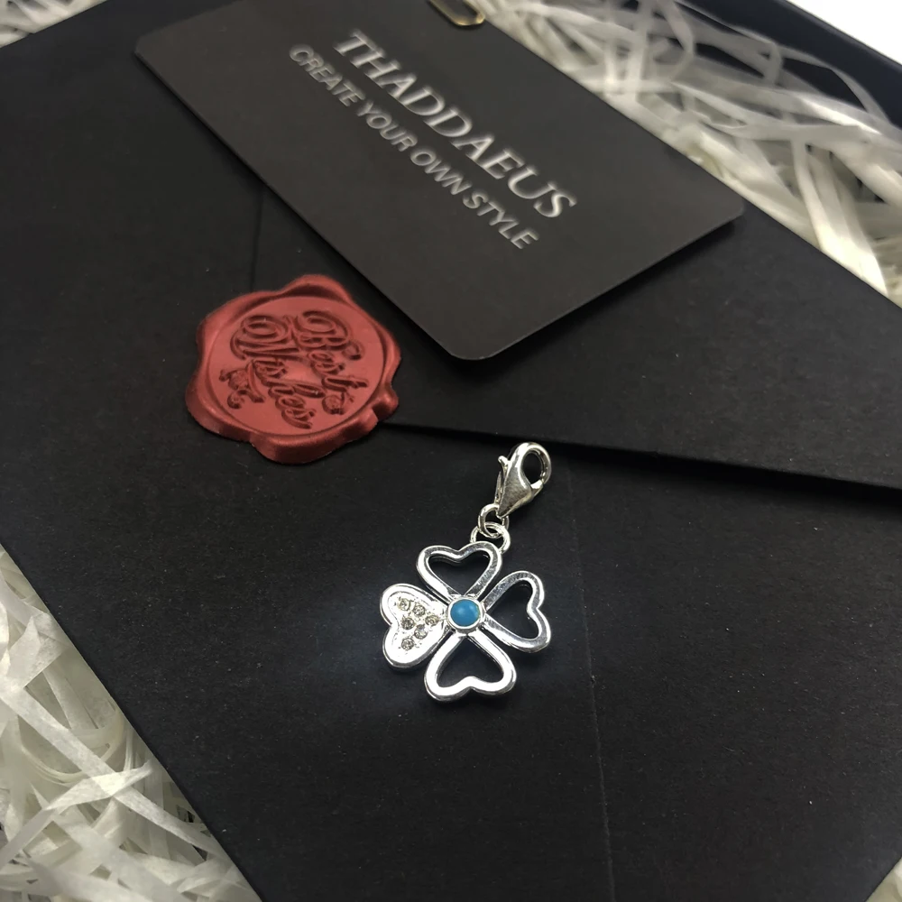 Стерлинговое Серебро с голубым камнем 925 пробы женская мода четырехлистный