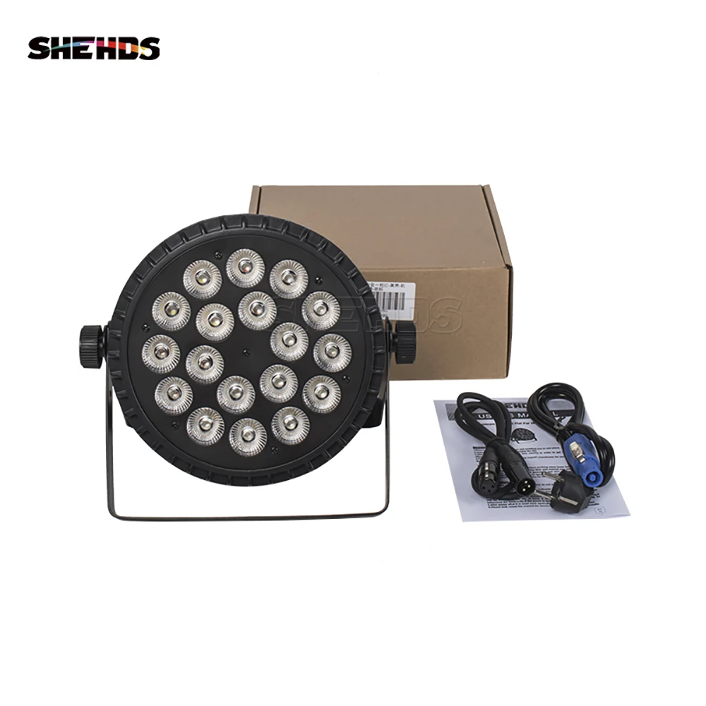 SHEHDS 4PCS Aluminum Alloy LED Flat Par 18x12W RGBW/18x18W RGBWA+UV LED Lighting DMX512 Disco Professional Stage DJ Equipment images - 6